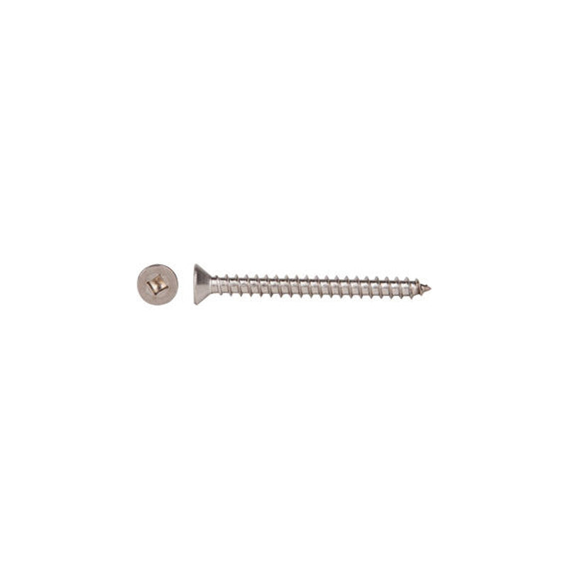 #12-11 x 2" Square Drive Flat Head Sheet Metal Screw, Stainless Steel
